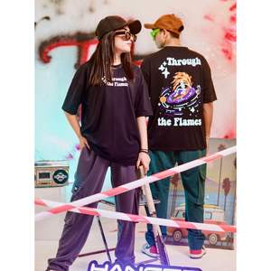 ผ้าฝ้าย100% ผ่านการออกแบบเสื้อเปลวไฟที่มีรูปแบบที่ไม่ซ้ำกัน - Product Image 2