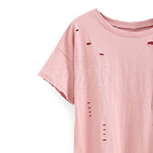 Precio al por mayor de encargo de las mujeres de la desolación de la camiseta Último estilo Casual Wear Distress T-Shirt - Product Image 6