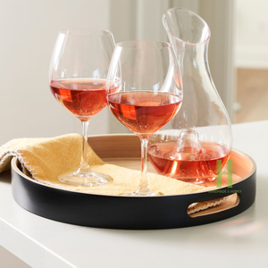 Plateau de service en bambou écologique le plus vendu en gros avec plateau rond en laque bleue avec poignée emballage OEM personnalisé Vietnam - Product Image 3