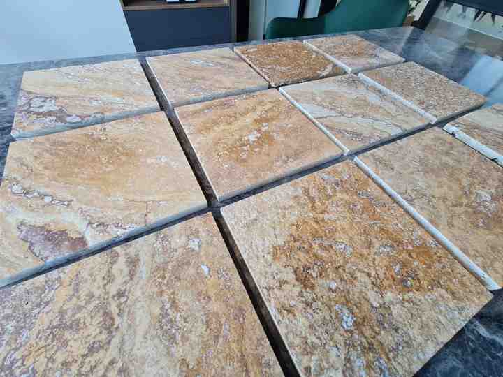 2025 Turkish Orange Capricho Travertine Paver Crosscut Filled&Brushed From Turkey Indoor& Outdoor Terrace Balcony Flooring Tiles