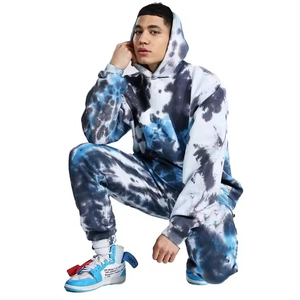 Ensemble de survêtements unisexes à capuche épais imprimés teintés pour l'hiver pour hommes avec logo personnalisé - Product Image 3