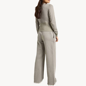 Conjunto de Top Ajustado con Botones a Presión y Pantalones de Pierna Recta para Mujer, Mezcla de Algodón, Ropa Deportiva, Proveedor Mayorista - Product Image 2