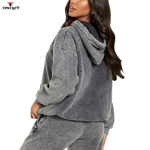 Más Popular Custom Jogging Slim Fit Winter Casual Wear 2 Piece Set Joggers Mujeres Acid Wash Chándal - Product Image 4