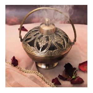 Incensario de soporte de cono de quemador de incienso de carbón de latón antiguo de calidad Superior con diseño de dragón - Product Image 1