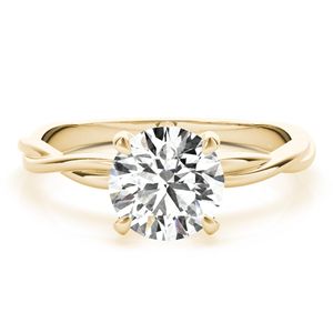 Round Cut Diamond <b>Twisted</b> Solitaire Style Engagement Ring For Women - Product Image 1
