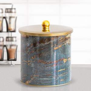 Recipiente redondo de metal de 175x180mm Mango de perilla de 4.1L Cesta de roca y oro - Product Image 1