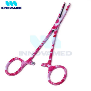 คีมหนีบห้ามเลือด5.5แบบตรงมีรอยหยักรูปหัวใจสีชมพูใช้ซ้ำได้เครื่องมือผ่าตัดด้วยมือมีการสนับสนุนทางออนไลน์ - Product Image 2