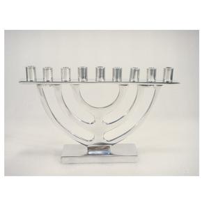 Bougeoir Menorah en aluminium plaqué argent Design créatif et bougeoir décoratif pour la décoration de la maison, du salon et de la fête - Product Image 6