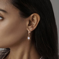 Vente en gros de boucles d'oreilles en argent sterling 925 avec zircon, motif soleil et lune, pour les fêtes et les cadeaux