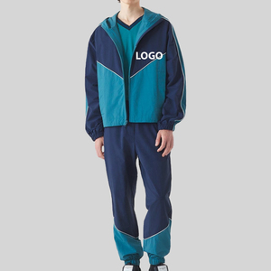 Ensemble de survêtement de sport pour homme personnalisé, coupe-vent à blocs de couleur, jogging patchwork, 100% nylon, vêtements de jogging, vêtements d'extérieur de luxe - Product Image 1