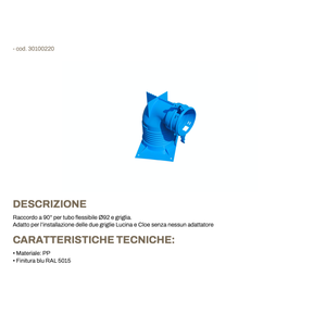 Raccordo Tecnosystemi 90 per Tubi Flessibili da 90 mm, Componente per Sistemi HVAC, Connessione a Griglia 30100220 - Product Image 2