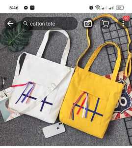 Bolsas de Mano Mini de Lona de Algodón Reciclable Minh Ha, Impresas con Serigrafía, Diseño Liso, Atractivo Patrón de Letras, Bolsas de Compras - Product Image 4