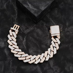 New Design Iced Out Lab Grown Moissanite Cuban Link Chain <b>Bracelet</b> Two Row VVS Diamond with 14k <b>Gold</b> for Gift From India - Product Image 1