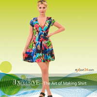 Nouvelles Arrivées Robes en Chiffon Élégantes Personnalisées pour Femmes, Tissu Tissé à Pois, Écologiques, Infroissables, Drapées, Mini Col en V Naturel