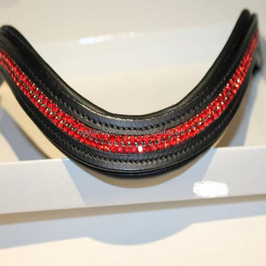 สายหนังคิ้วม้าทรงคลื่นลึก,สายหนังเปล่าสายรัดคิ้วม้า2แถวสีแดงประกายเพชรเทียม Bling - Product Image 2