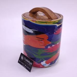 โถผลไม้แห้งพิมพ์ลายเคลือบไม้ดีไซน์เนอร์พร้อมที่จับโค้งสำหรับการจัดเก็บระดับพรีเมียมโดย tradebyd - Product Image 4