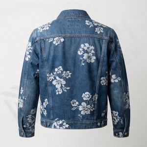 Veste en jean décontractée pour femmes, imprimée, surdimensionnée, à manches longues, vintage, avec poches, broderie florale, tendance - Product Image 2