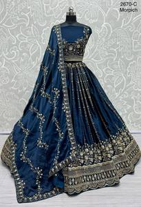 Designer Lehenga Choli With Flower Pattern And <b>Sequins</b> - Product Image 2