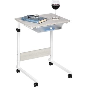 <b>Adjustable</b> Wood Overbed Bedside <b>Table</b> with Wheels for Hospital and Home Medical Use - Product Image 2