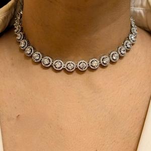 Collier ras du cou Moissanite de luxe de qualité supérieure boucles d'oreilles ensemble pour les fêtes mariages anniversaires fiançailles idée cadeau parfaite - Product Image 1