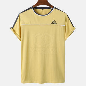 เสื้อยืดผ้าถักสำหรับผู้ชายผ้าคอตตอน/ใยไม้ไผ่ผ้าถักสำหรับใส่กลางแจ้งสีพื้นแห้งเร็ว - Product Image 1