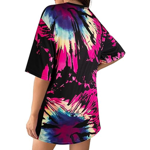 T-shirt graphique tie-dye grande taille pour femme, manches courtes, col rond, éco-responsable, style hip-hop, 100 % coton, pour club et soirée - Product Image 2