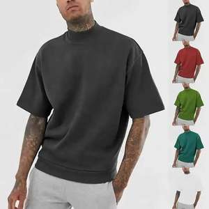 T-shirt pour homme en coton lourd 500GSM, col montant, coupe régulière, vintage, uni, blanc, écologique, vente en gros - Product Image 1