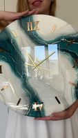 Jam Dinding Resin Epoxy VISUAL - Ukuran dan Bentuk Dapat Disesuaikan, Dioperasikan dengan Baterai, Desain Geometris Abstrak Buatan Tangan Mewah Modern untuk Pernikahan
