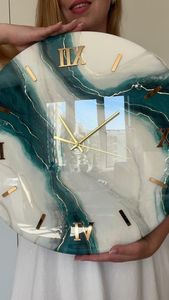 นาฬิกาแขวนผนังเรซิ่นอีพ็อกซี่ VISUAL - ขนาดและรูปทรงที่ปรับแต่งได้ ใช้แบตเตอรี่ ดีไซน์ทันสมัย ตกแต่งบ้านหรูหราสำหรับห้องนั่งเล่นและงานแต่งงาน - Product Image 6