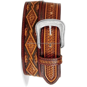 Cinturones de cuero occidental hechos a mano de último diseño, cuero de vaca para hombres y mujeres, cinturones florales de estilo occidental hechos a mano Unisex - Product Image 2