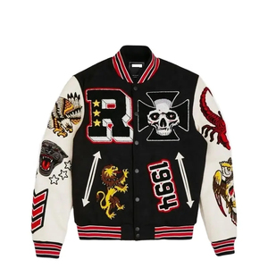 Chaquetas de béisbol para hombre de alta calidad de lana de manga larga con diseños de logotipo personalizados - Product Image 5