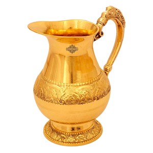 Embossed Design Pure Brass <b>Jug</b> Pitcher for <b>Drinks</b> and Tableware Handcrafted Gift Cup - Product Image 2