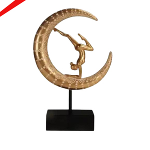 Sculpture de conception de feuille finie dorée à haute vente avec support de base pour salon de bureau - Product Image 4