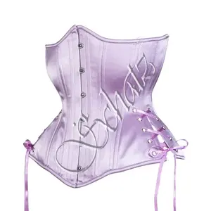 Top Design e stile Curvy Overbust satinato in vita in acciaio Curvy corsetto disossato in acciaio Bustier corsetto corto disossato