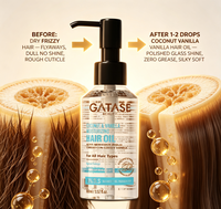 Minyak Rambut Organik Vegan Kelapa Vanila Melembapkan & Menambah Volume Bebas Sulfat Bebas Paraben untuk Rambut Kering Rusak