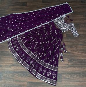 Dernier Designer Faux Georgette Fil Broderie Séquence Travail Lehenga Choli Par Fab Zone - Product Image 5