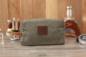 Stylish Leather Canvas Toiletry Bag Men <b>Travel</b> Wash Grooming Cosmetic Dopp <b>Kit</b> Shaving Organizer TDB-0093 - Product Image 6