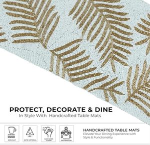 Handmade Decorative Beaded <b>Runner</b> Embroidered Leaves Design Knitted Technique Hotel Use Elegant <b>Dining</b> <b>Table</b> Mat Wedding Parties - Product Image 5