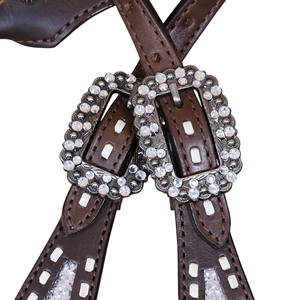 Premium Western Horse Tack Sets Silver Glitter inlay Decorado Cuero Headstall y Gladiator Breast Collar OEM Fabricante - Product Image 6