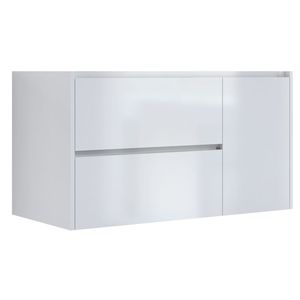 Luis NordikFlat bianco lucido bagno lavabo 101x46x55.5h cm Base lavabo con due cassetti e porta laterale - Product Image 1
