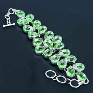 Handmade 925 Sterling Silver Plated Adjustable Women's <b>Bracelet</b> Green <b>Amethyst</b> Gemstone Fashion Jewelry Cute Gift - Product Image 6