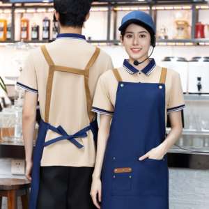 Tablier de poche en toile de couleur personnalisée, best-seller, pour café, cafétéria, uniforme, tablier épais avec logo, tablier de boulanger - Product Image 5