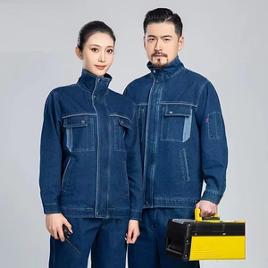 Overol de Trabajo Antiestático de Mezclilla, Uniformes Elásticos, Trajes de Soldadura, Chaqueta y Pantalones de Mezclilla para Reparación de Automóviles y Trabajos Eléctricos - Product Image 2