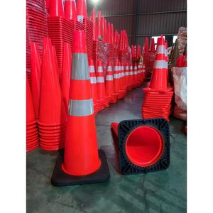 Cône de signalisation routière orange flexible en PVC plastique réfléchissant clignotant de 30/45/70/75/90 cm - Product Image 5