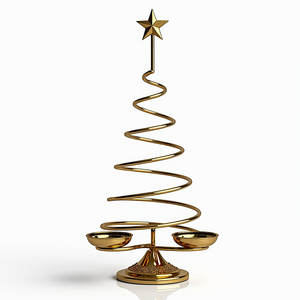 เชิงเทียนโลหะรูปเกลียวสีทองสำหรับเทศกาลที่วางเทียนคริสต์มาสแบบมีเอกลักษณ์พร้อมของตกแต่งยอดรูปดาวสำหรับวางบนยอดวันหยุด - Product Image 3