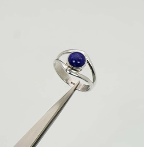 925 Plata de ley sólida mes de septiembre piedra natal lapislázuli con ajuste de bisel anillo con forma de ojo - Product Image 4