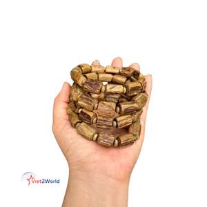 Bijoux bouddhistes faits à la main directement du Vietnam Bracelet de prière en bois d'aloès avec perles en bois pour femmes et hommes - Product Image 4