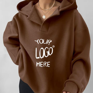 Sweat-shirt à capuche grande taille avec logo personnalisé pour femmes 100% coton Sweats à capuche surdimensionnés décontractés pour femmes - Product Image 6