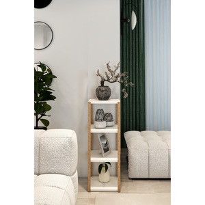 Mesa Auxiliar de Esquina de Madera de 4 Niveles Kuzey White, Estante de Esquina y Soporte para Plantas - Product Image 1