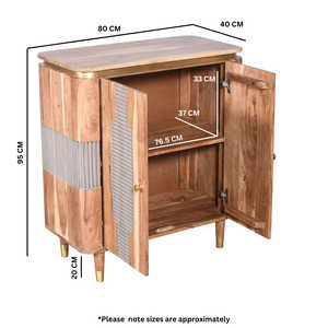 Aparador de 2 puertas de madera de acacia moderno de Berkley para uso en sala de estar y hotel - Product Image 5